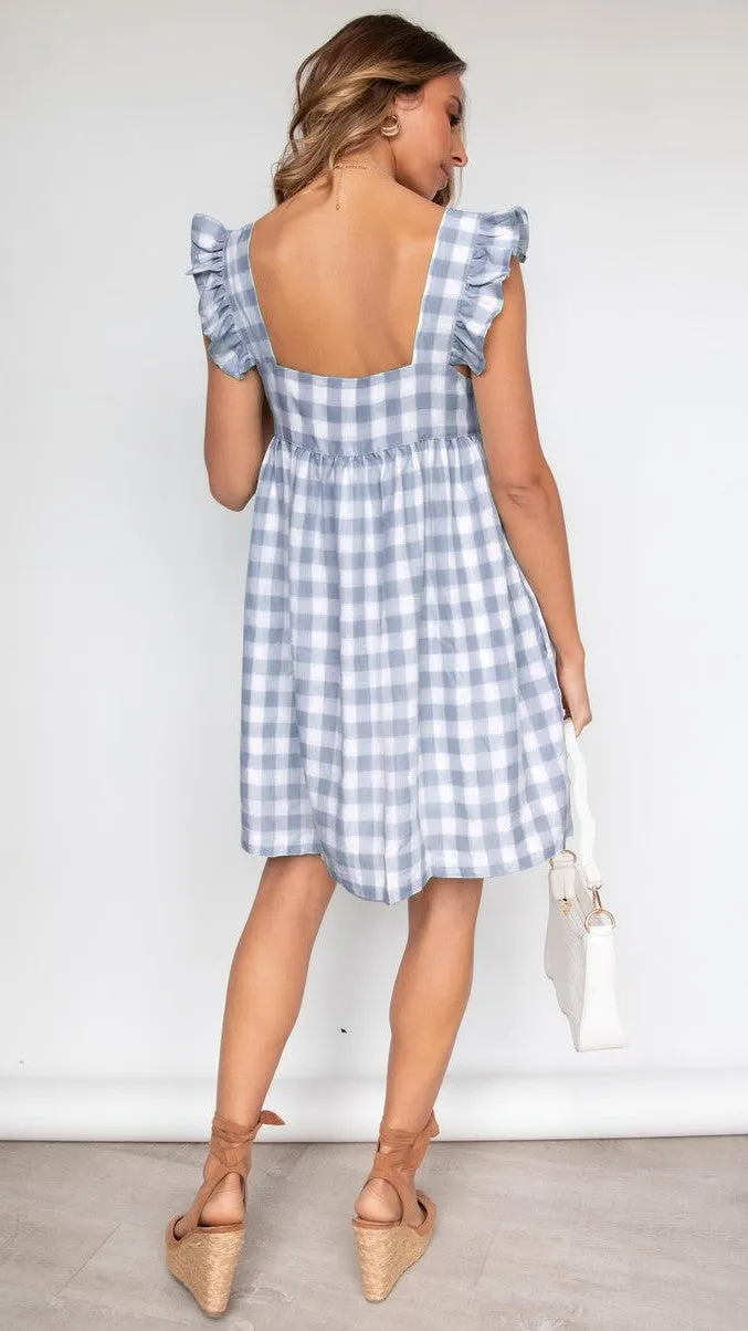 Blue Plaid Babydoll Dress