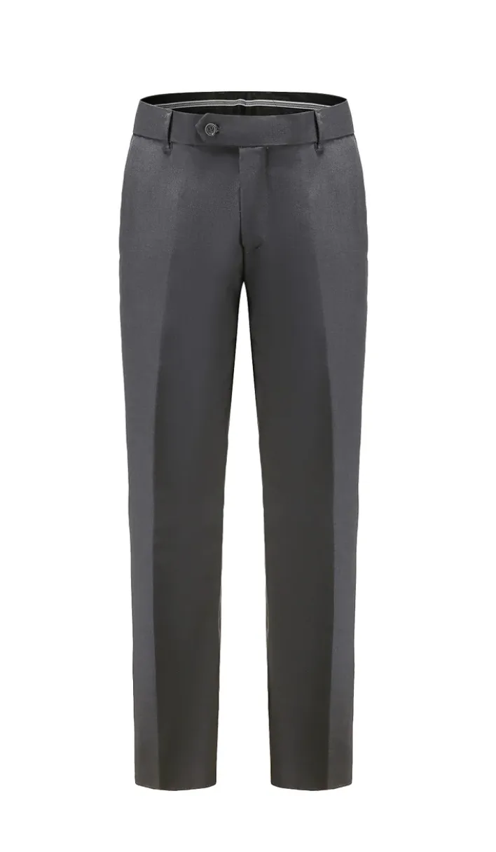 Charcoal Gray Men's Tuxedo Slim-Fit Black Satin Peak Lapel TX-500