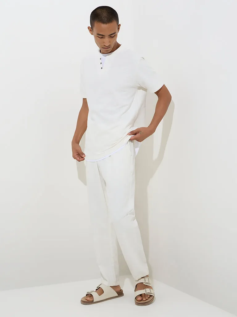 ETA Off-White Solid Slim-Fit Cotton T-Shirt