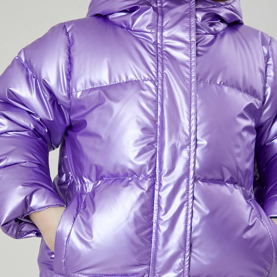 Girls Pete Puffer - Purple Metallic