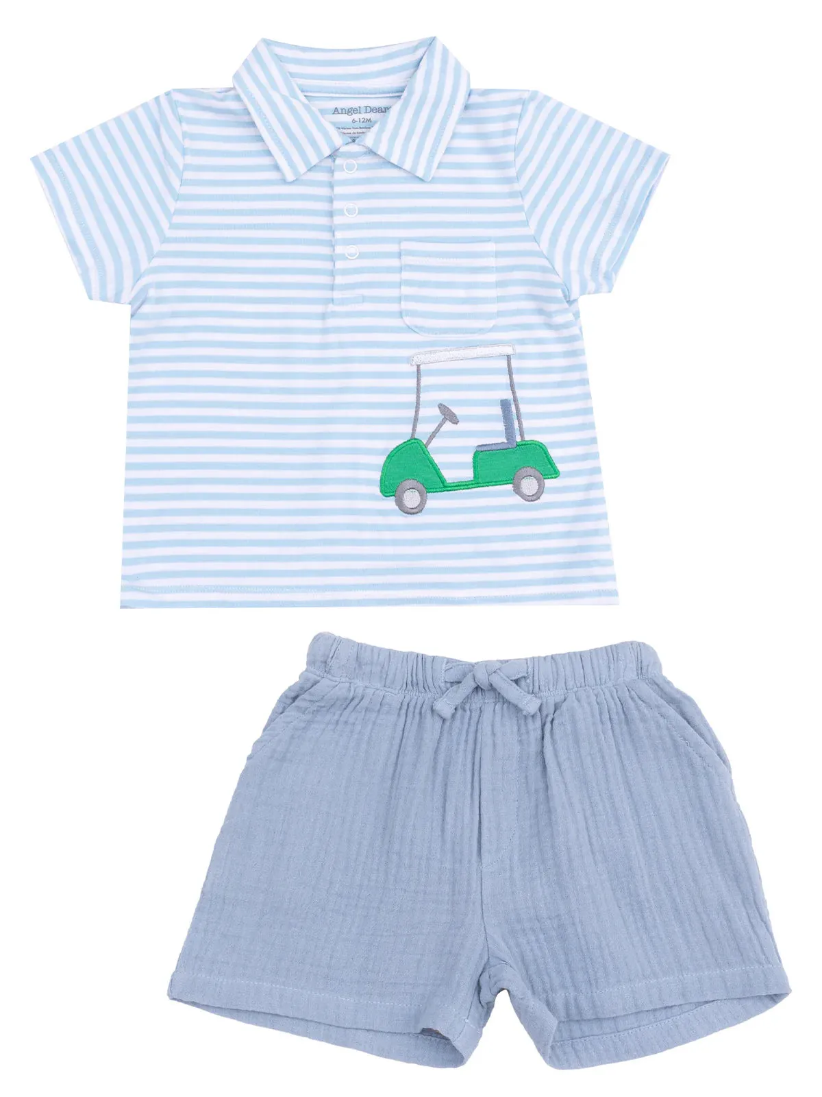 Golf Applique Polo Shirt & Muslin Short Set