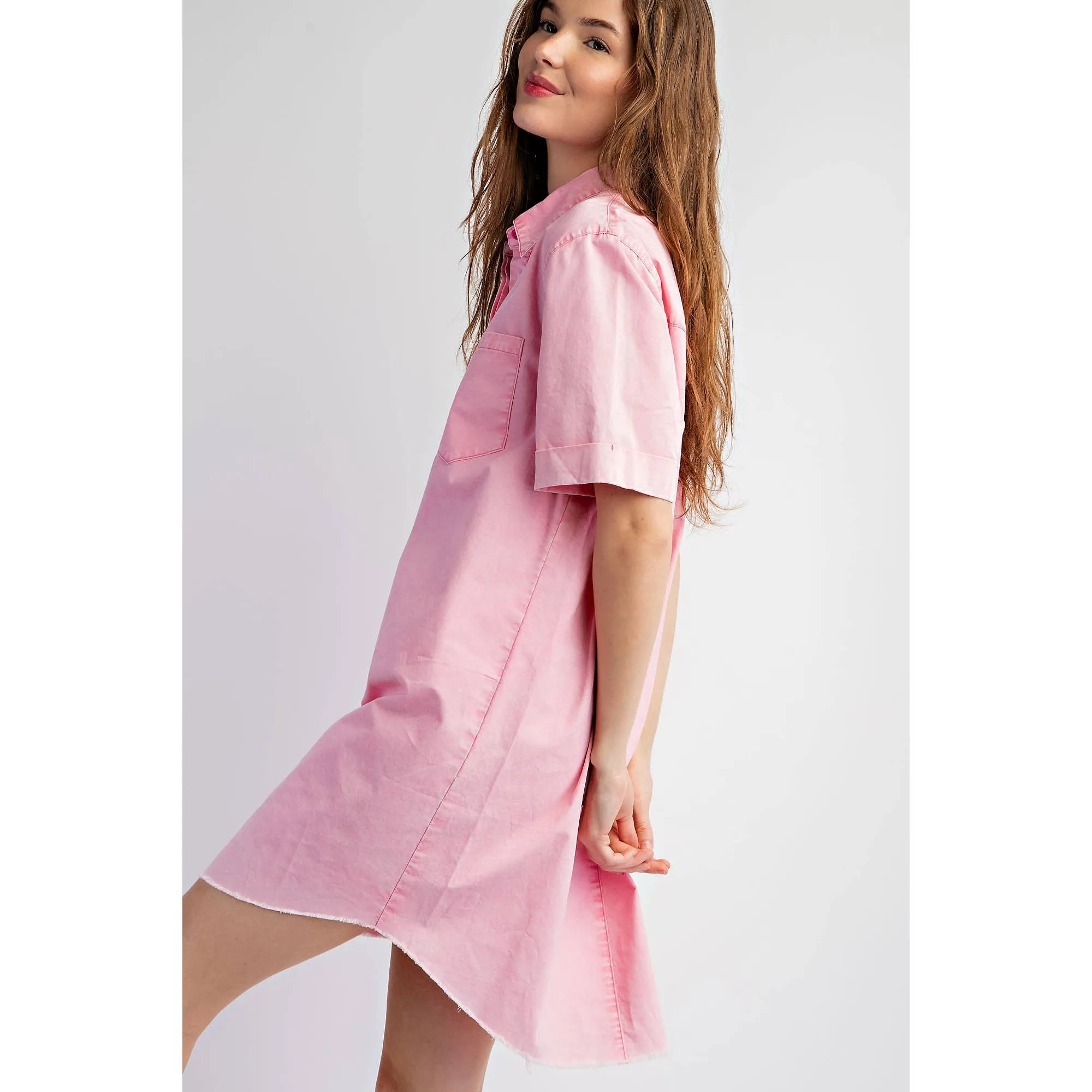 Henley Short Sleeve Shirt Dress
