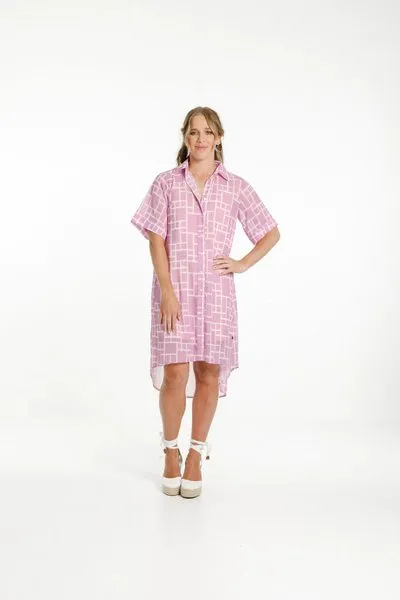 MADDISON SHIFT DRESS PINK BLOOM PRINT
