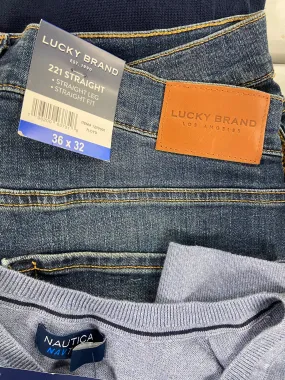 Men's Clothing Assorted Wholesale Lot, NAUTICA, LUCKY BRAND, PUMA, NICK GRAHAM, BASS HYBRID, INC and more, 14 items, Shelf Pulls, MSRP $1,131