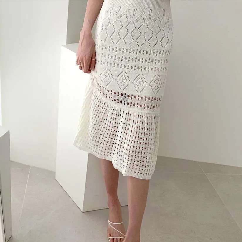 Open-Knit Soft Viscose Fishtail Dress