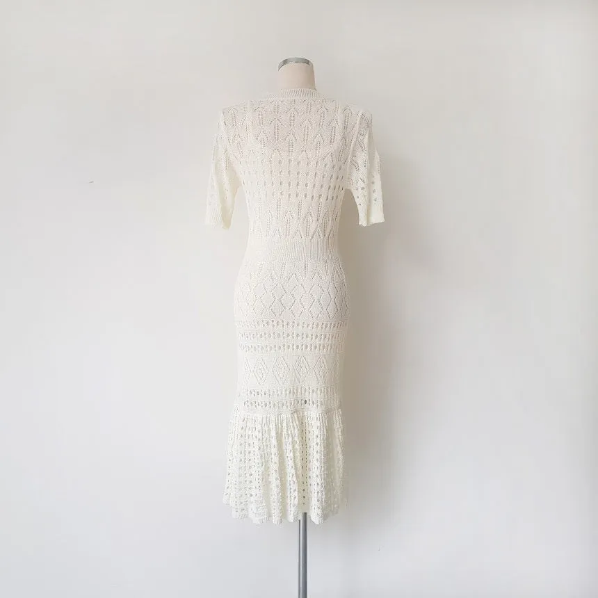 Open-Knit Soft Viscose Fishtail Dress