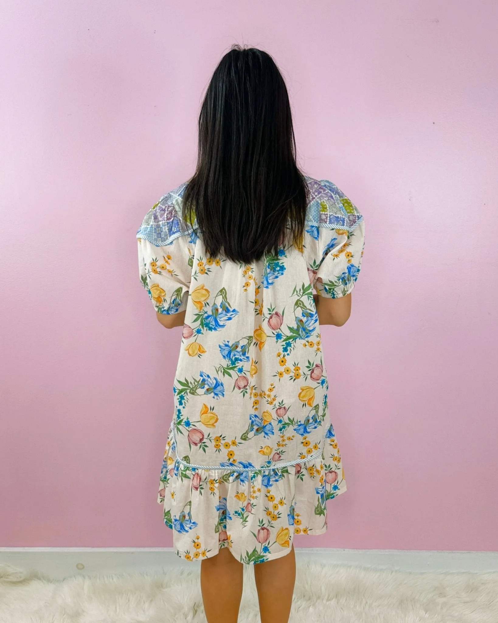 Patchwork Petals Floral Dress