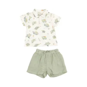 Sea Turtles Polo Shirt & Muslin Short Set