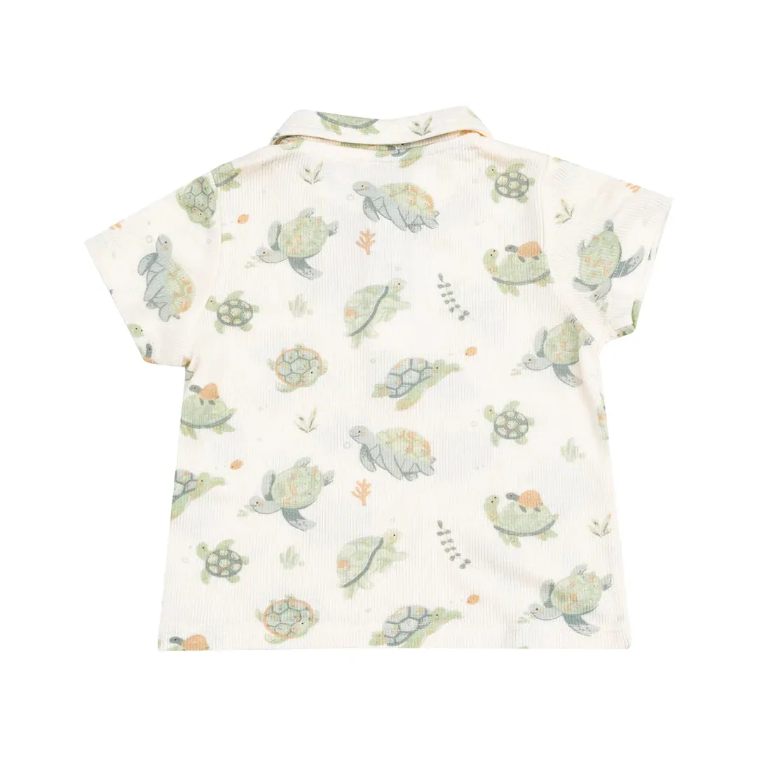 Sea Turtles Polo Shirt & Muslin Short Set