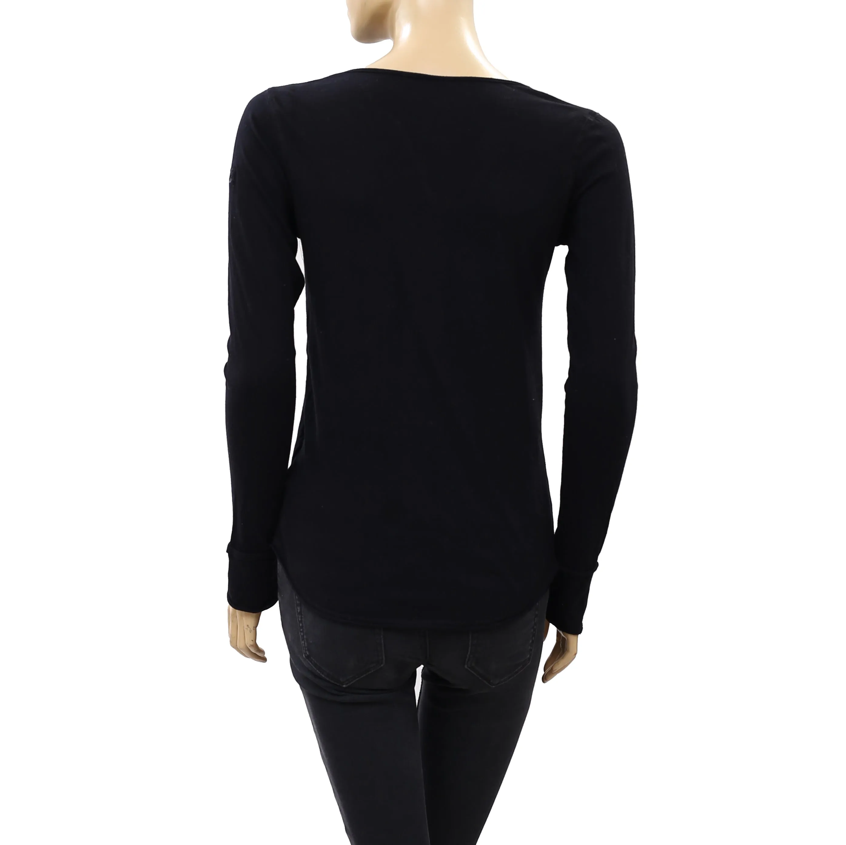 Zadig & Voltaire Tunisien ML Solid Black T-shirt Top